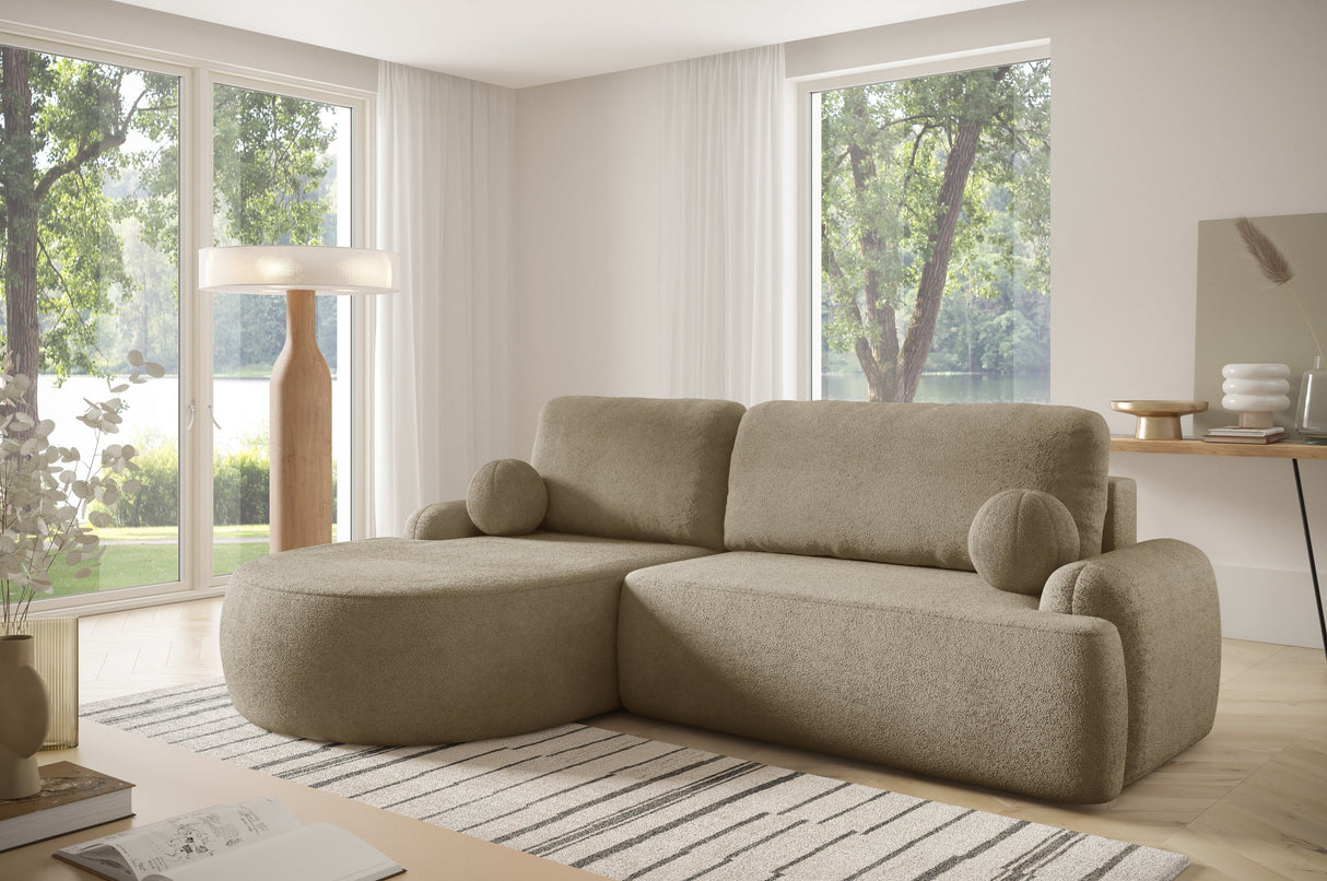 CORNER SOFA BED LUNA 264CM / FOAM STAIN PROOF FABRIC