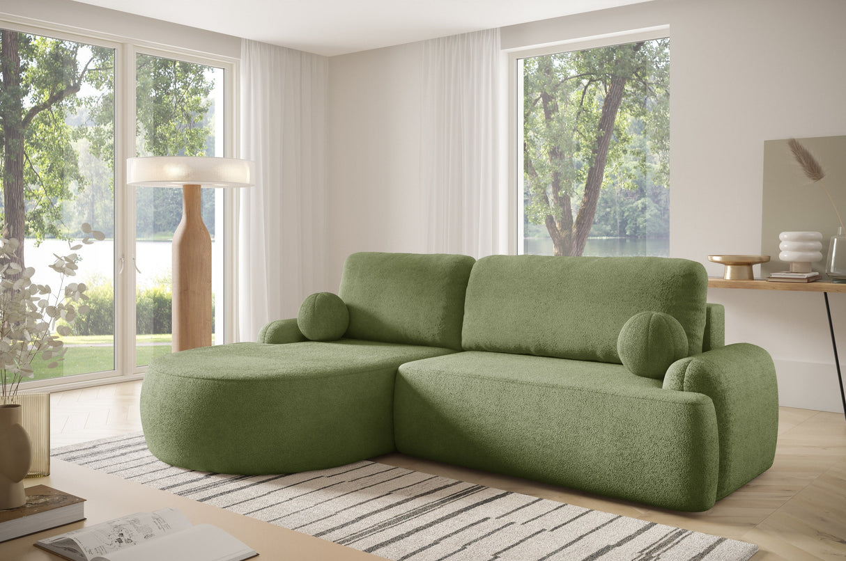 CORNER SOFA BED LUNA 264CM / FOAM STAIN PROOF FABRIC