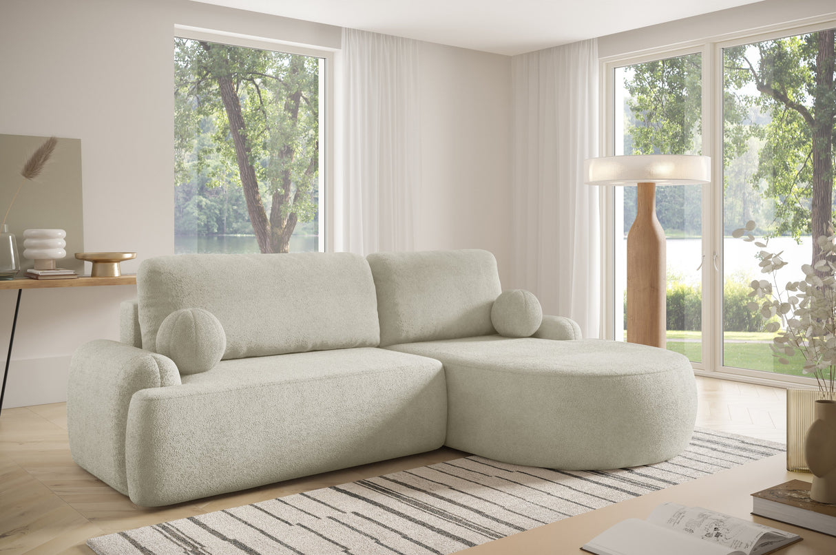 CORNER SOFA BED LUNA 264CM / FOAM STAIN PROOF FABRIC