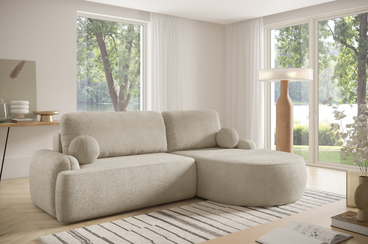 CORNER SOFA BED LUNA 264CM / FOAM STAIN PROOF FABRIC