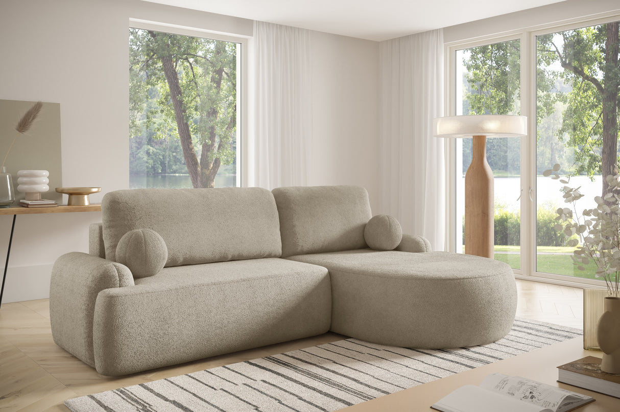 CORNER SOFA BED LUNA 264CM / FOAM STAIN PROOF FABRIC