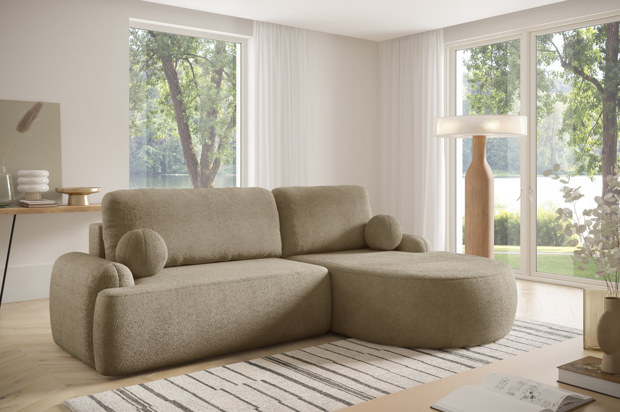 CORNER SOFA BED LUNA 264CM / FOAM STAIN PROOF FABRIC