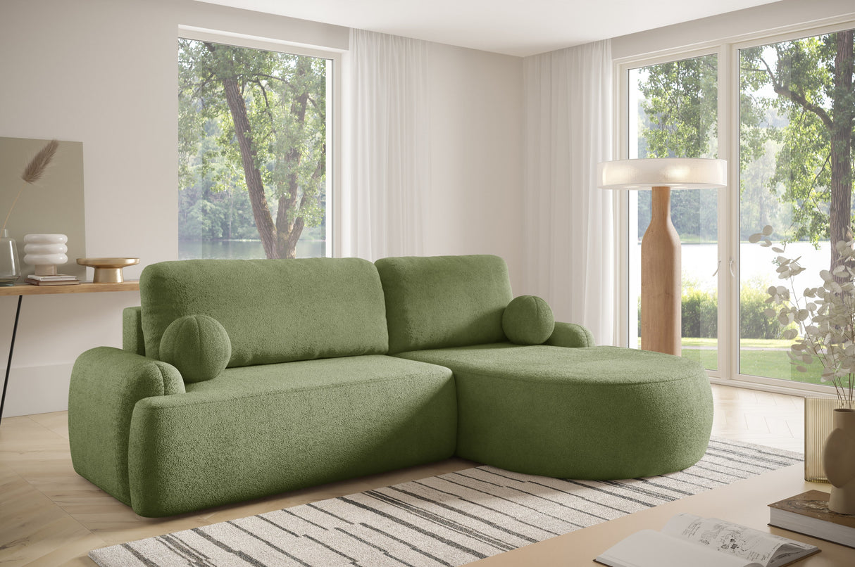 CORNER SOFA BED LUNA 264CM / FOAM STAIN PROOF FABRIC