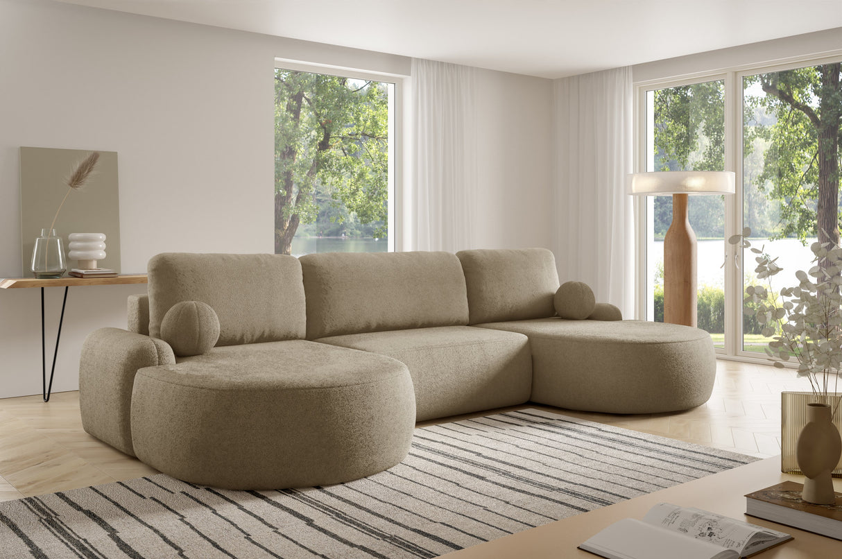 CORNER SOFA BED LUNA U 380cm universal RIGHT/LEFT CORNER / FOAM STAIN PROOF FABRIC