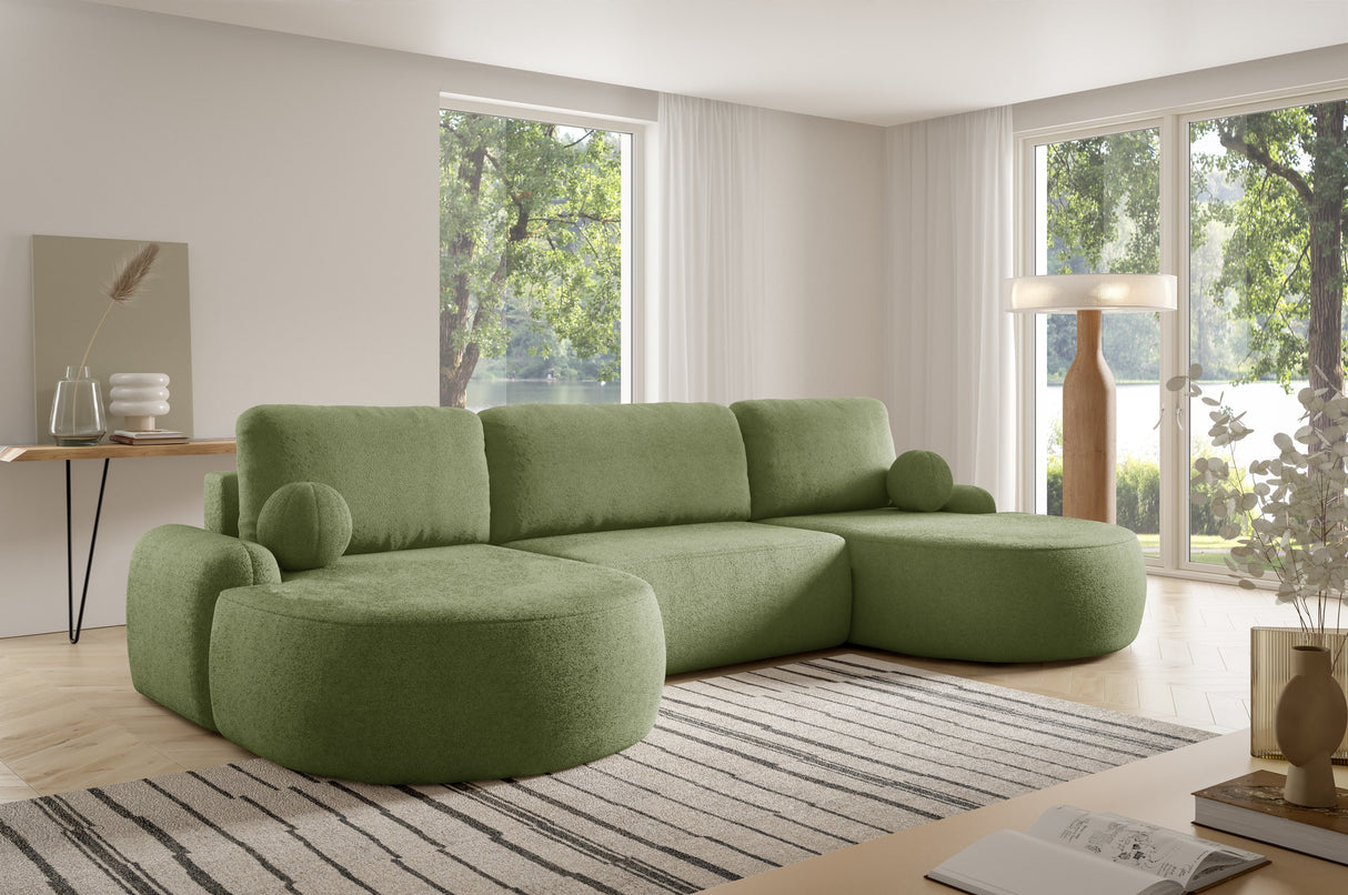 CORNER SOFA BED LUNA U 380cm universal RIGHT/LEFT CORNER / FOAM STAIN PROOF FABRIC