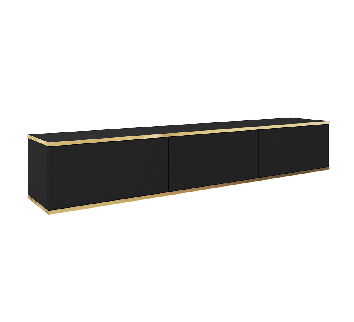 Floating TV Stand ORO 175 blackTV Stand ORO 135 Depth: 32cmWidth: 175cmHeight: 30cmA modern tv table is a practical and elegant piece of furniture, a perfect for people who looking for functional furniture for a modern interior.The simple design guarantee