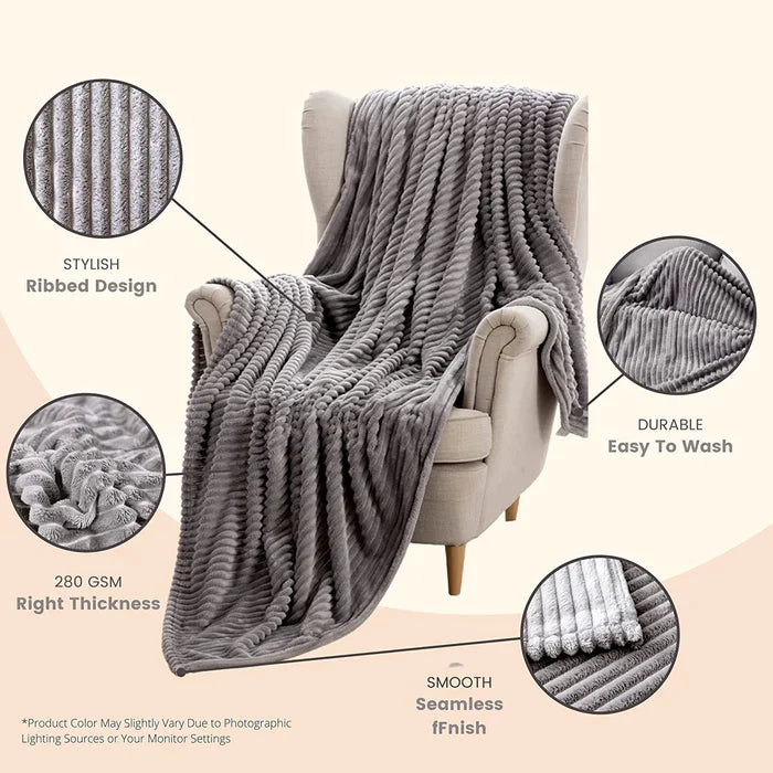 Chunky Ribbed Throw Blankets 150x200cm 100% Polyester - Cozy & Warm - Perfect Blankets for Bed, Sofa, Couch CHARCOALOur chunky throw blanket is big enough to hold a bed, sofa, or couch. It can also be used as a home decoration. Whether you're snuggling up