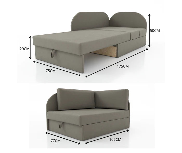 UNIVERSAL CORNER SOFA BED KUBUS CUBE GREEN FOOTBALL Children roomTHIS MODEL IS UNIVERSAL WHICH MEANS YOU CAN CHOOSE CORNER SIDE DURING ASSEMBLYCHILDREN CORNER SOFA BEDSOFKA NAROZNIK TAPCZANIK DZIECIECY - depth 77 cm- width 106 cm- height with bacon 50 cm-