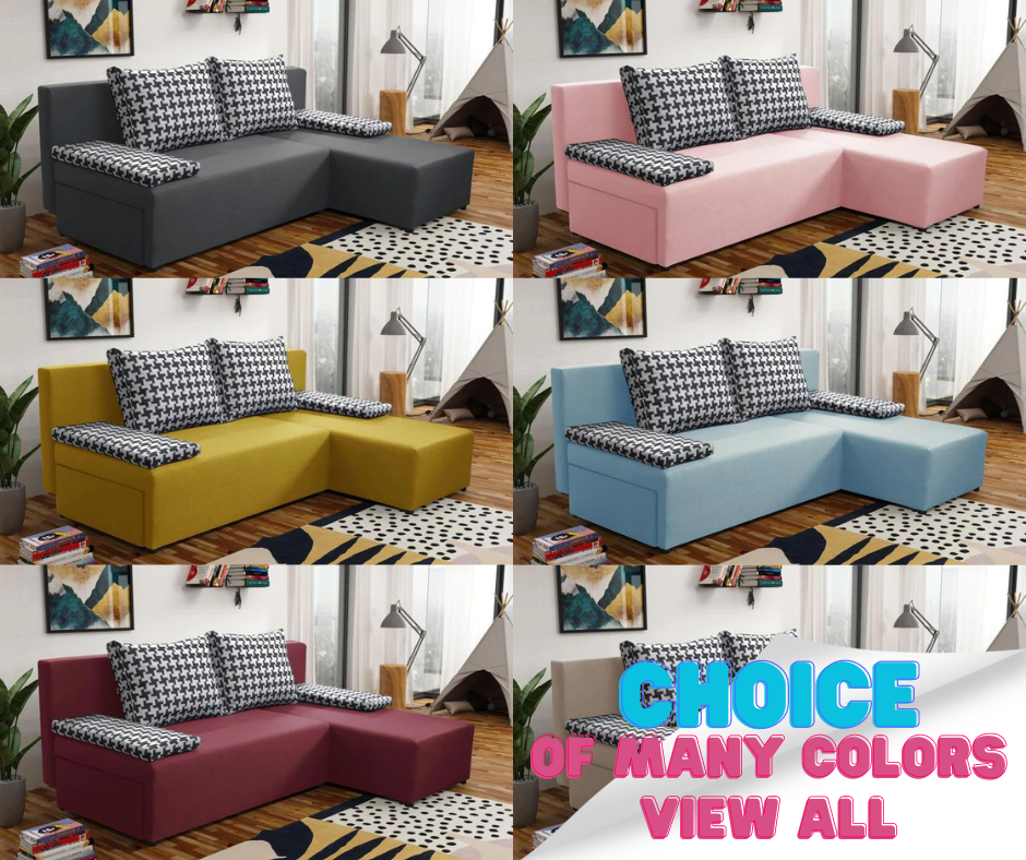 SMALL CORNER SOFA BED TOM 201CM UNIVERSAL RIGHT/LEFT CORNER / FOAM *CHOICE OF MANY COLORS*