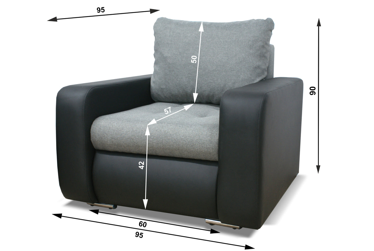 ARMCHAIR DAVY 95CMTO CHOOSE DIFFERENT COLOR YOU CAN CONTACT US TROUGH WHATSAPP MESSAGE.Dimensions width: 95 depth: 95 height: 87Specification made of foam and Bonel spring board structure / pine wood / hdf metal chrome legAnna Furniture