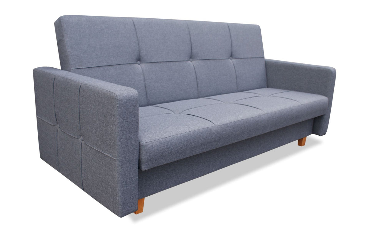 SOFA BED COSMO 210cm SAWANA 05 / SPRINGS + FOAMSofa dimensions: sleeping area 120/187 cm width 210 cm depth 90 cm height to the seat 43 cm height of the legs 9 cm* dimensions are given with a tolerance of +/- 3 cmThe sleeping area is entirely made of spri
