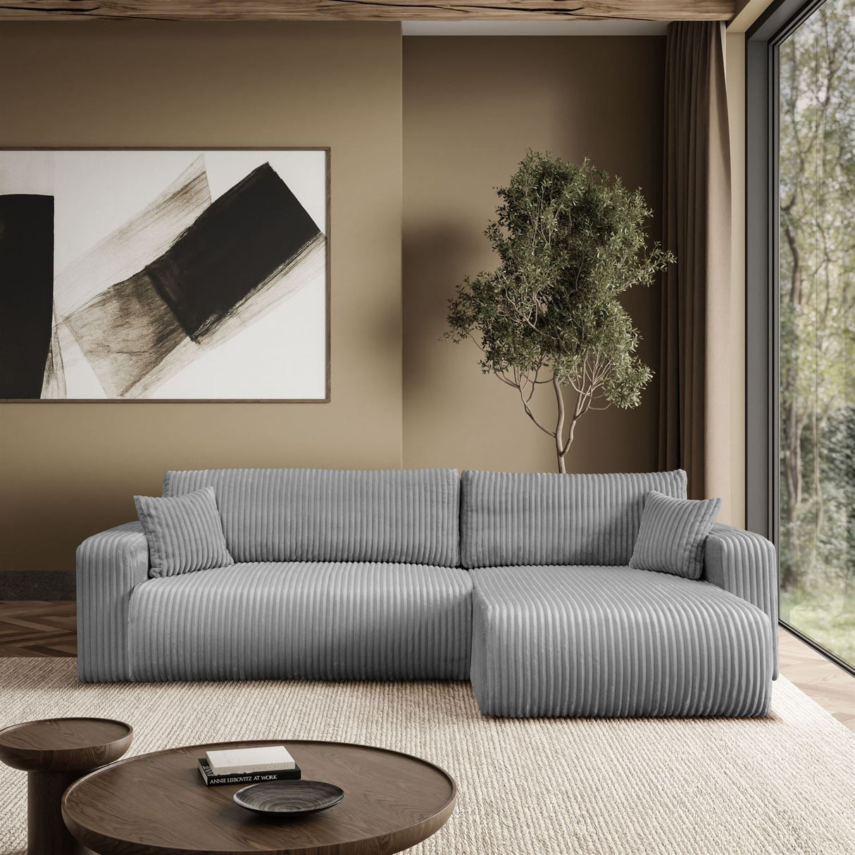 CORNER SOFA BED TOREZIO XL 277CM SPRINGS + FOAM JUMBO CORDED TILIA FABRIC