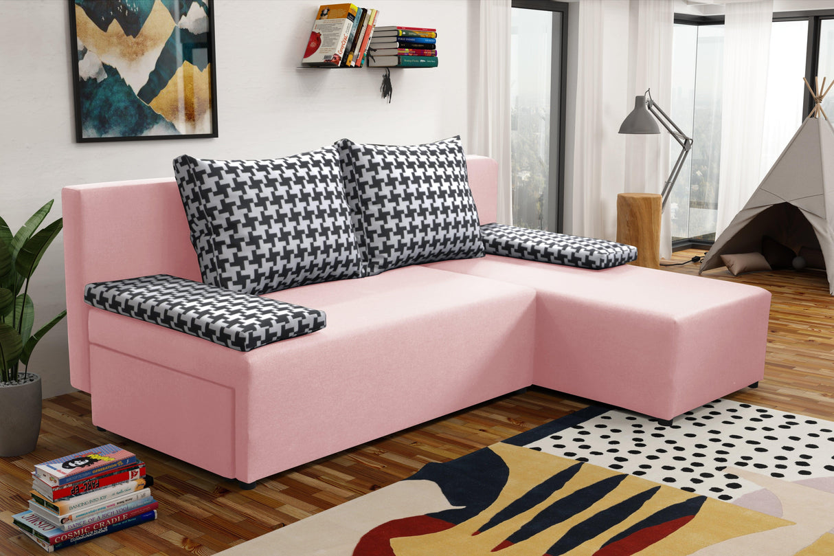 SMALL CORNER SOFA BED TOM 201CM UNIVERSAL RIGHT/LEFT CORNER / FOAM *CHOICE OF MANY COLORS*