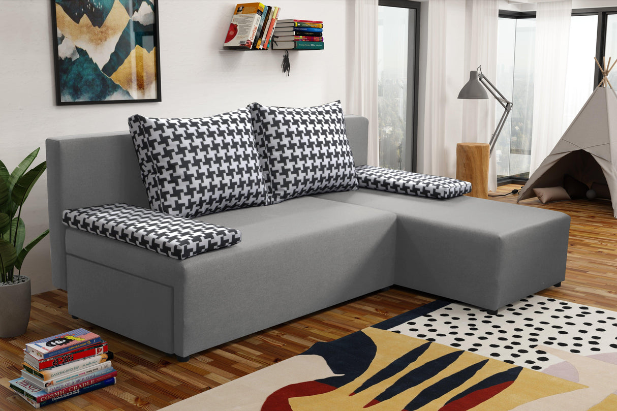 SMALL CORNER SOFA BED TOM 201CM UNIVERSAL RIGHT/LEFT CORNER / FOAM *CHOICE OF MANY COLORS*
