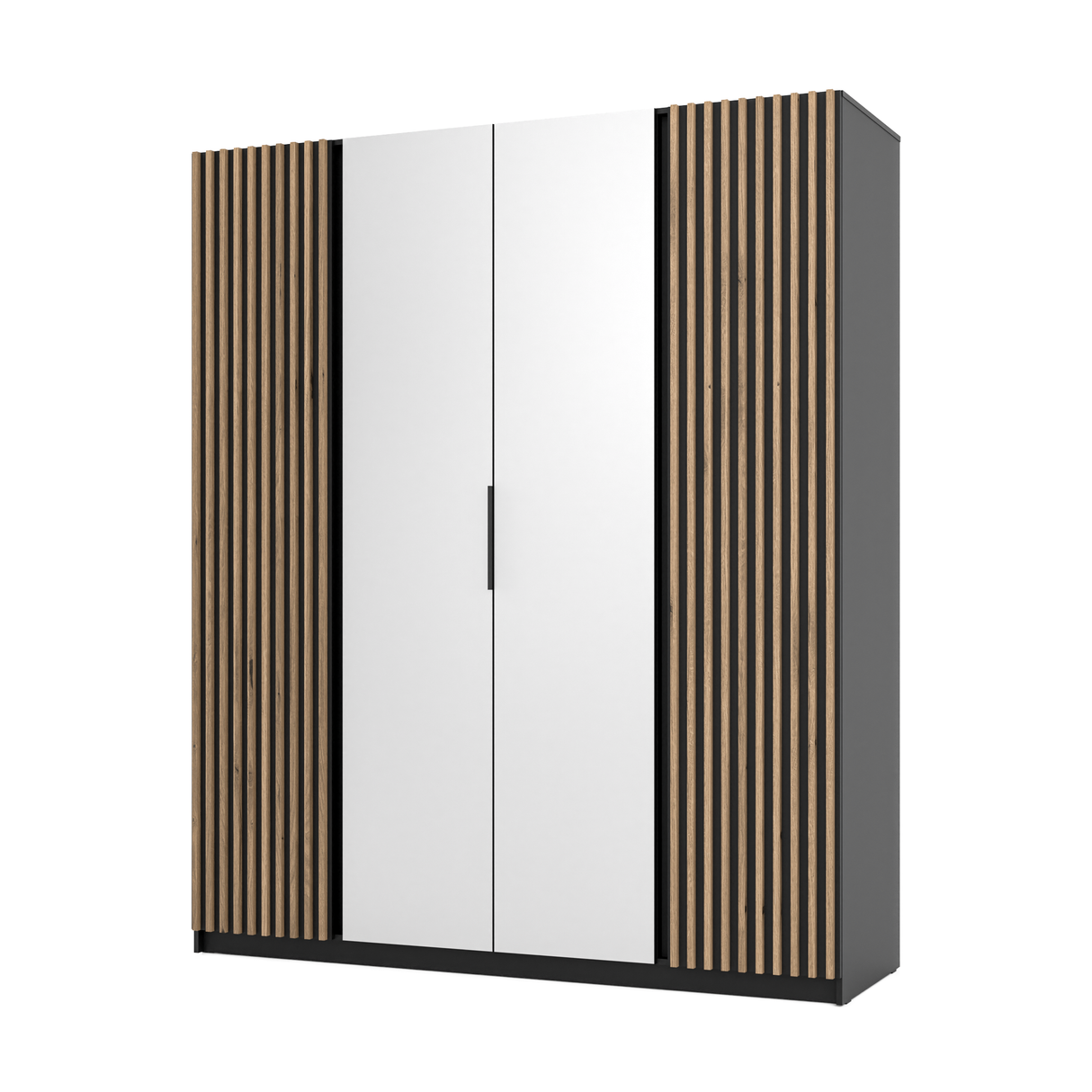 KAJA 2LAM 2 MIRROR - AVAILABLE IN 4 COLORSDimensions: 2000 x 2390 x 619 mm (W x H x D)Number of Packages: 6Front:- laminated plate 16 mm - black- the edge of ABS- handle UA-HEXA-256-20M, 256 mm / aluminumThe body:- laminated plate 16 mm - oak evoke- melam