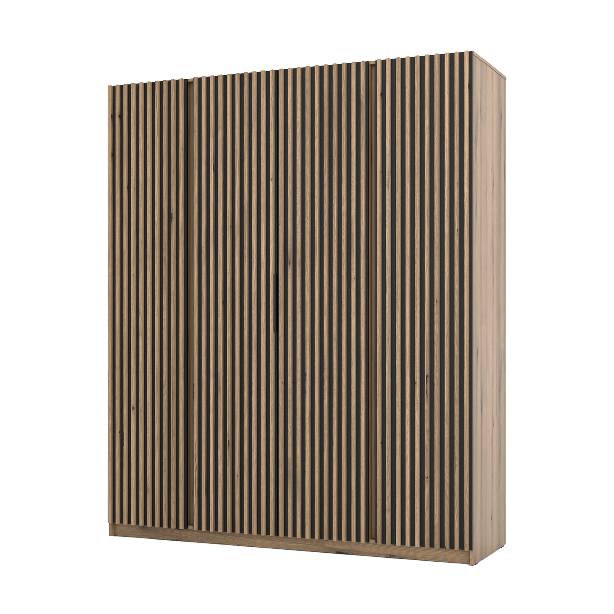 KAJA 4LAM - AVAILABLE IN 4 COLORSDimensions: 2000 x 2390 x 619 mm (W x H x D)Number of Packages: 6Front:- laminated plate 16 mm - black- the edge of ABS- handle UA-HEXA-256-20M, 256 mm / aluminumThe body:- laminated plate 16 mm - oak evoke- melamine / ABS