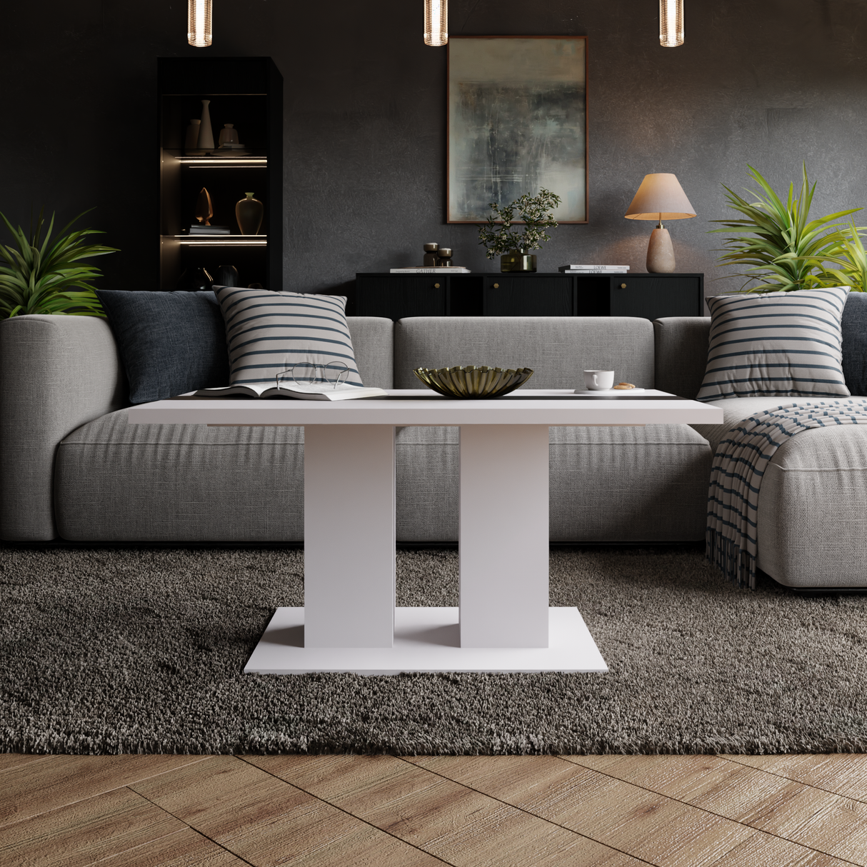 COFFEE TABLE BEN WHITE AND BLACK 110X60CM - Anna Furniture