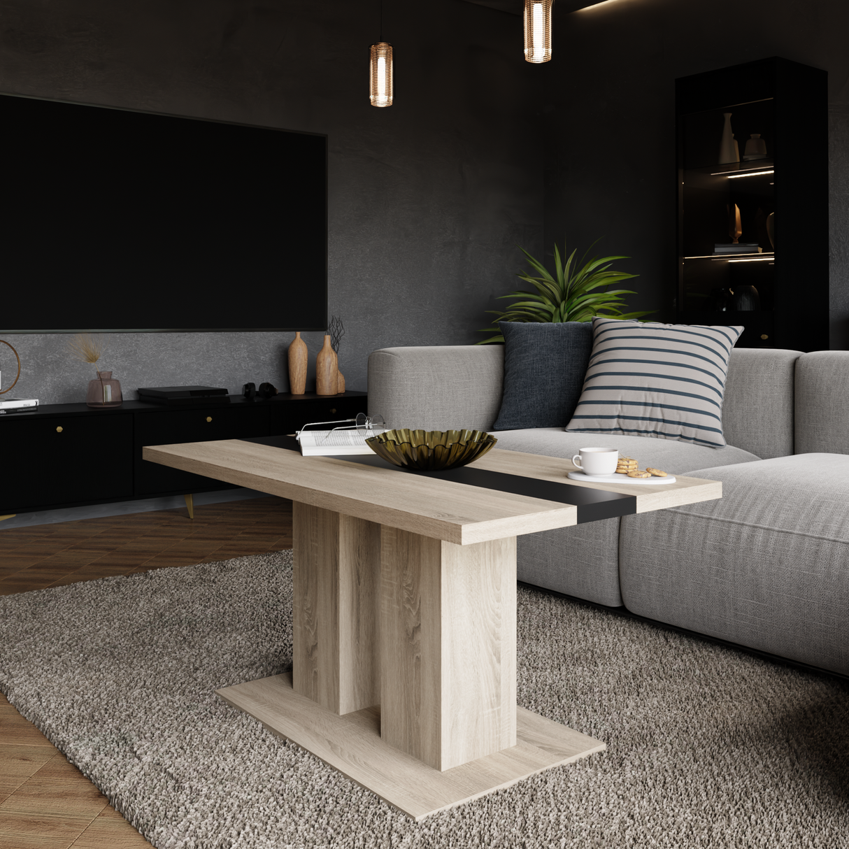 COFFEE TABLE BEN SONOMA AND BLACK 110X60CM - Anna Furniture