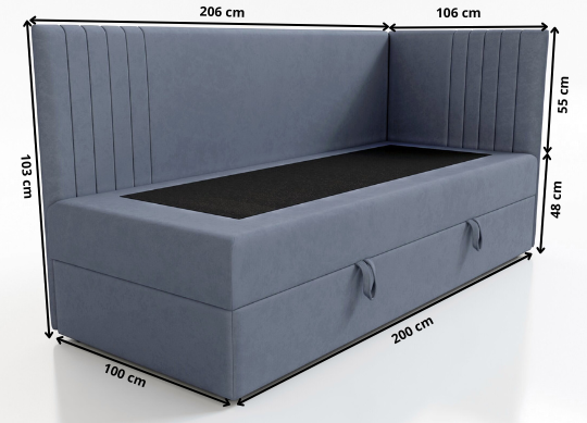 SINGLE BED MOLI 100X200CM WITH LIGHT AND USB