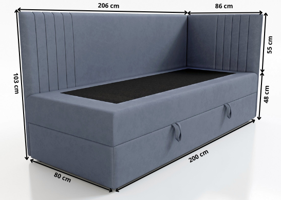 SINGLE BED MOLI 80X200CM WITH LIGHT AND USB