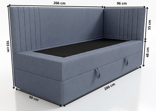 SINGLE BED MOLI 90X200CM WITH LIGHT AND USB