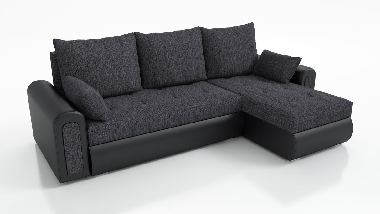 UNIVERSAL CORNER SOFA BED ECO 240CM BERLIN 02 / MADRYT 9100 2X STORAGETHIS MODEL IS UNIVERSAL WHICH MEANS YOU CAN CHOOSE CORNER SIDE DURING ASSEMBLY Specifications: frame made of pine wood and furniture board (synee) Seats are made of I species foam t28/4