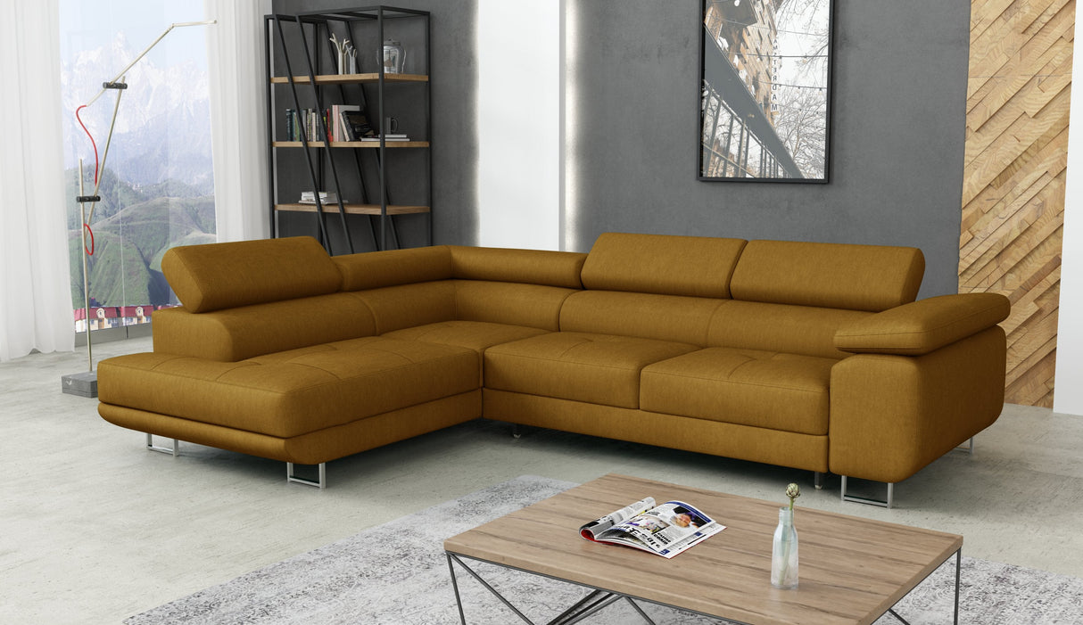 CORNER SOFA BED CALIPSO 275CM KRONOS01 / SPRINGS + FOAMMade in KRONOS fabric click hereProduct dimensions:- width: 275 cm- depth: 203 cm- seat depth: 56 cm- seat height: 43 cm- corner height: 90 cm- sleeping area: 125x195 cmThe corner is made of high qual