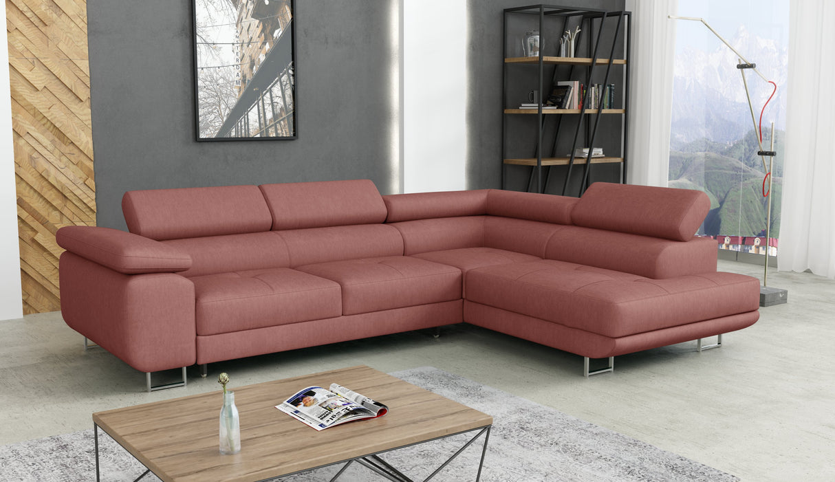 CORNER SOFA BED CALIPSO 275CM KRONOS29 / SPRINGS + FOAMMade in KRONOS fabric click hereProduct dimensions:- width: 275 cm- depth: 203 cm- seat depth: 56 cm- seat height: 43 cm- corner height: 90 cm- sleeping area: 125x195 cmThe corner is made of high qual