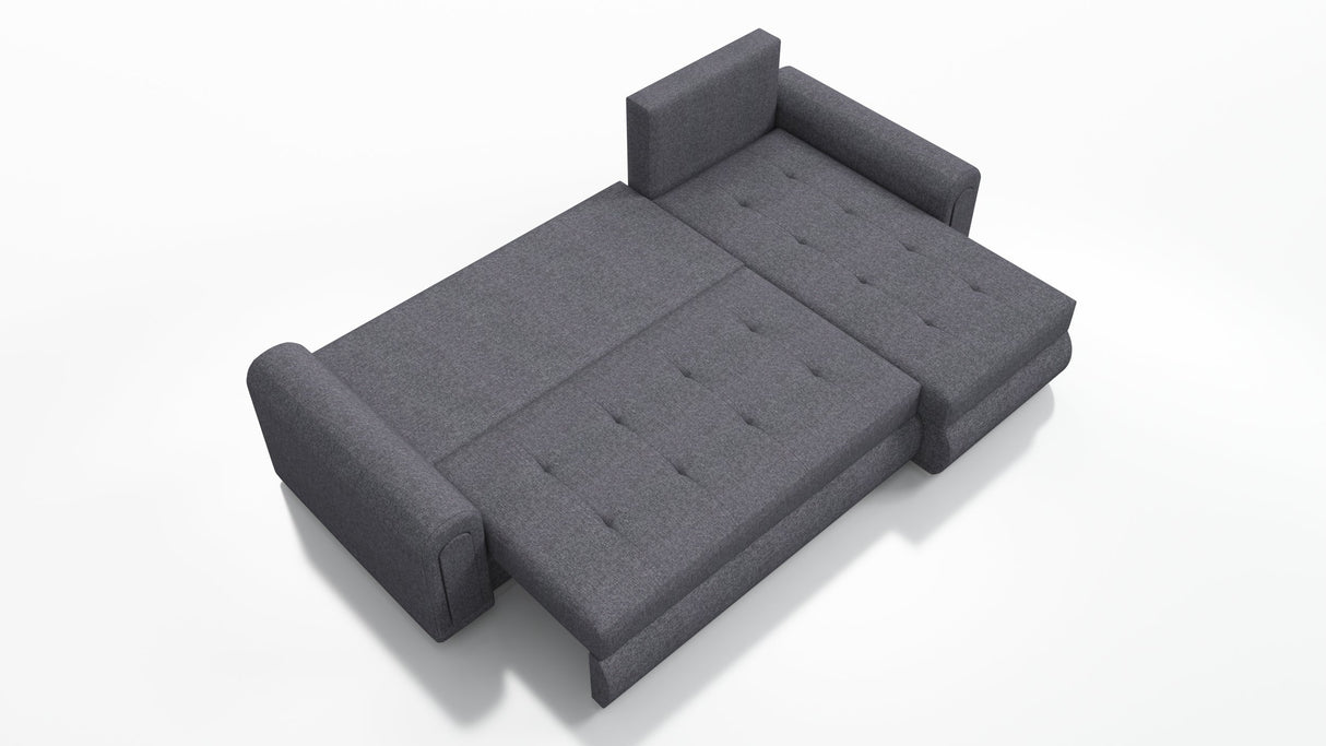 UNIVERSAL CORNER SOFA BED ECO 240CM BLUE KRONOS 09 2X STORAGETHIS MODEL IS UNIVERSAL WHICH MEANS YOU CAN CHOOSE CORNER SIDE DURING ASSEMBLY Specifications: frame made of pine wood and furniture board (synee) Seats are made of I species foam t28/42 (not de