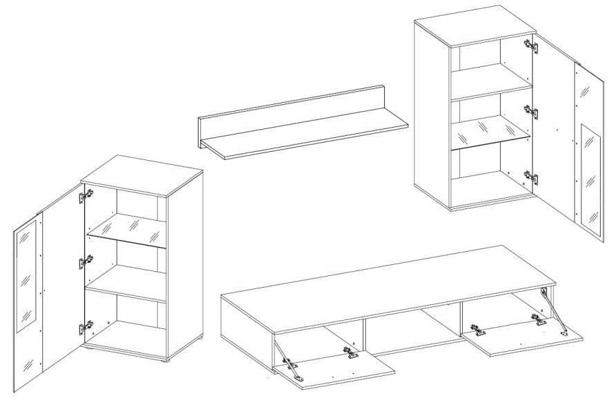 TV WALL UNIT SALSA WHITE / ARTISAN OAK
