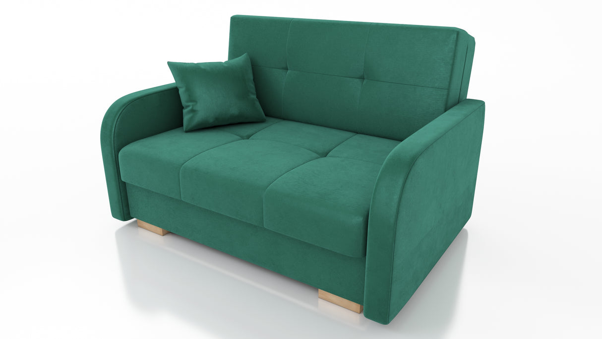 TWO SEATER SOFA BED OLA II 136CM CHOICE OF COLOR / FOAMDimensions :HEIGHT 85CMDEEPTH 95CMWIDHT 136CMSLEEPING AREA 113x195cm(no possibility to change dimensions) +/- 3The sofa is made of a wooden frame, the sleeping surface is made of PUR T30 / 42 foam. Th