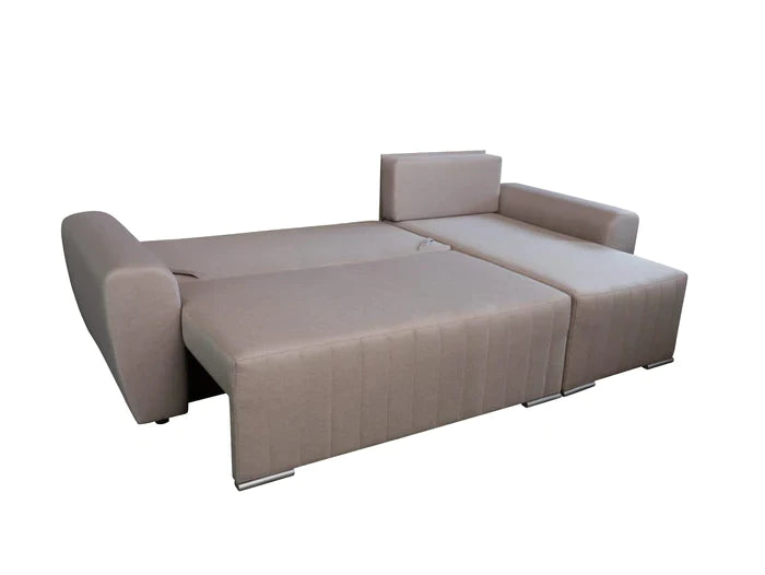 CORNER SOFA BED MALIBU 248CM MALMO 37/ UNIVERSAL RIGHT/LEFT CORNER / FOAMTHIS MODEL IS UNIVERSAL WHICH MEANS YOU CAN CHOOSE CORNER SIDE DURING ASSEMBLYMADE IN MALMO FABRIC CLICK HERE3x PILLOWS INCLUDED1X STORAGE SPACEDIMENTIONS:Corner width: 244cmDepth: 1