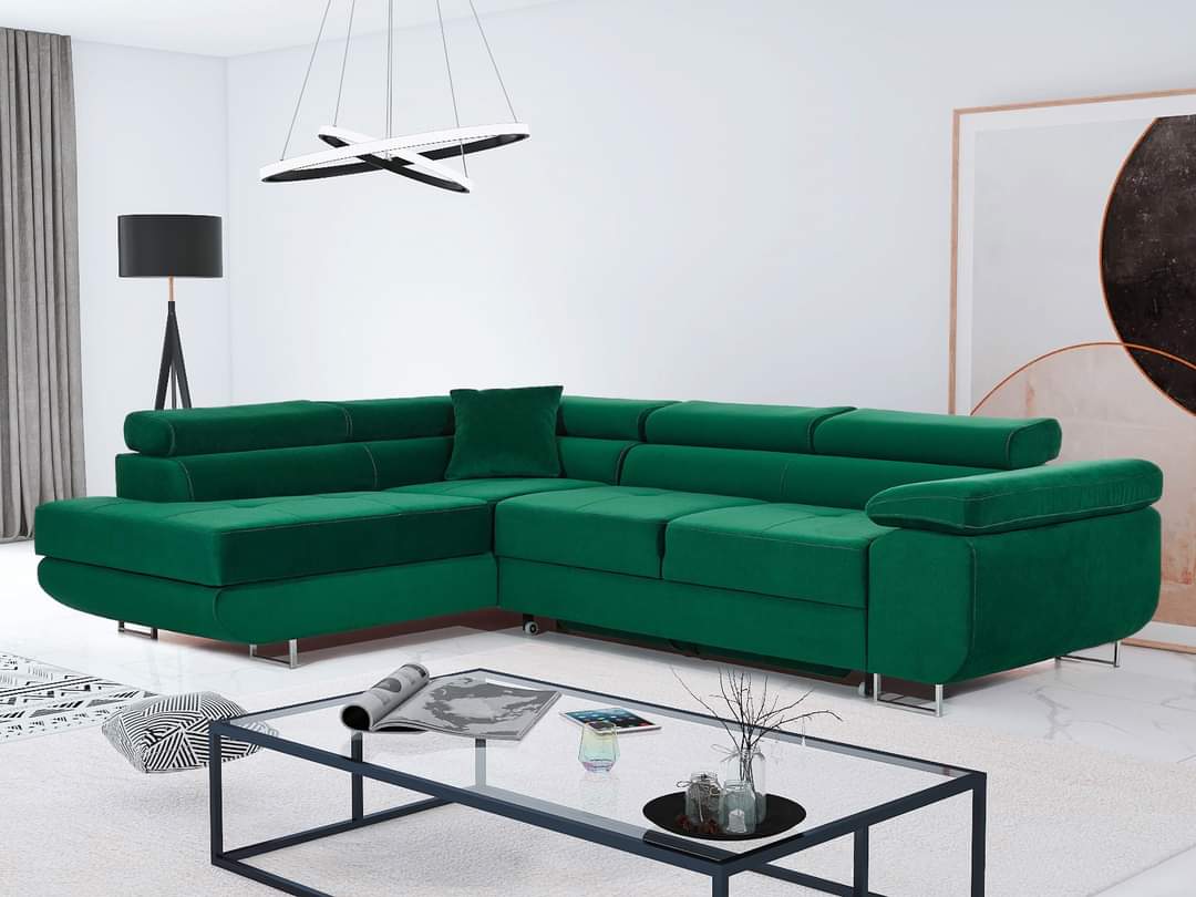 CORNER SOFA BED CALIPSO 275CM KRONOS19 / SPRINGS + FOAMMade in KRONOS fabric click hereProduct dimensions:- width: 275 cm- depth: 203 cm- seat depth: 56 cm- seat height: 43 cm- corner height: 90 cm- sleeping area: 125x195 cmThe corner is made of high qual