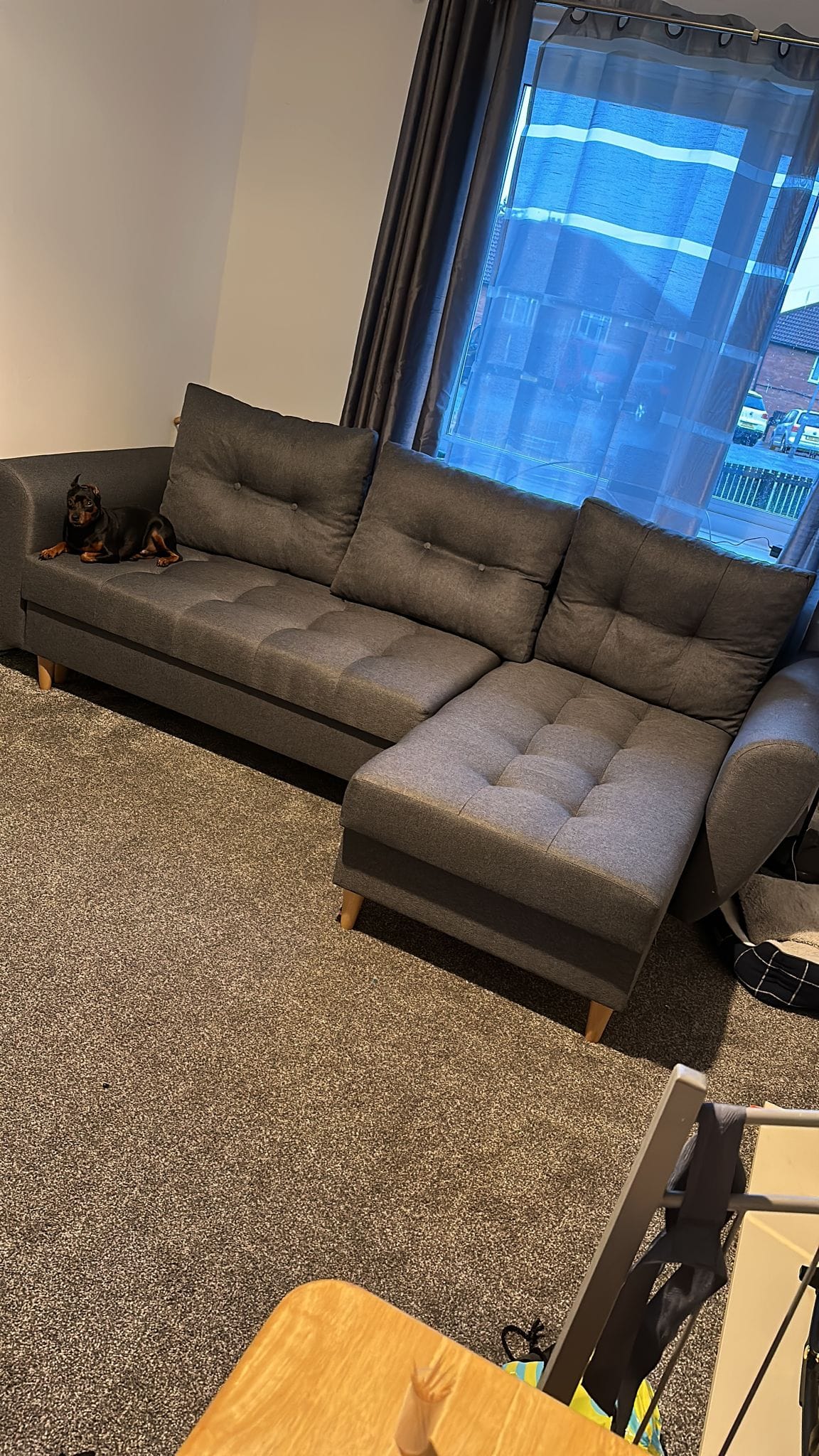 CORNER SOFA BED PALMO 2X STORAGE SPACE MALMO 95 GREY 240cm universal RIGHT/LEFT CORNER / BONELL SPRINGS + FOAMVIEW ALL COLORS CLICK HERETHIS MODEL IS UNIVERSAL WHICH MEANS YOU CAN CHOOSE CORNER SIDE DURING ASSEMBLYMADE IN MALMO FABRIC CLICK HERE3x PILLOWS