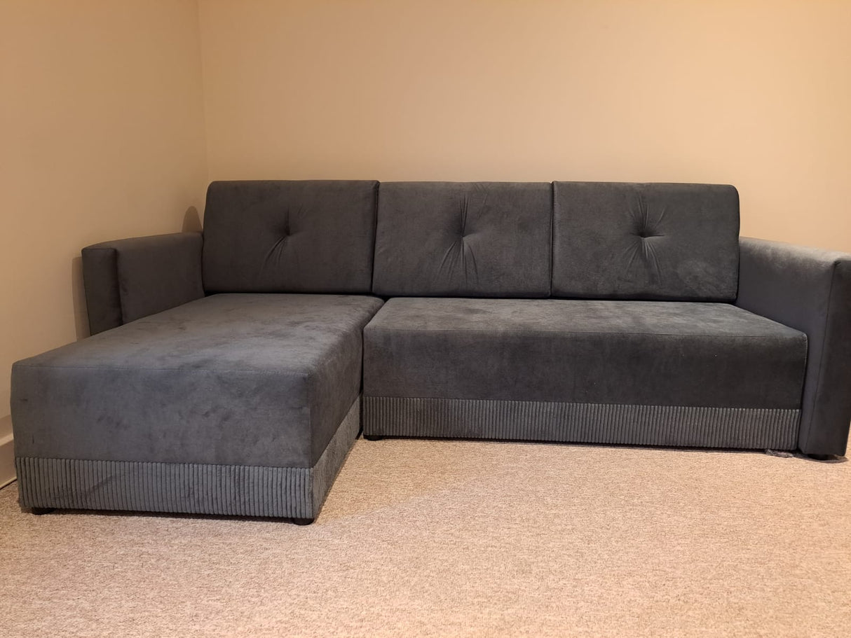 CORNER SOFA BED TEXAS 222CM UNIVERSAL RIGHT/LEFT CORNER CHOICE OF 15 COLORS / FOAMTHIS MODEL IS UNIVERSAL WHICH MEANS YOU CAN CHOOSE CORNER SIDE DURING ASSEMBLY CORNER SOFA BED TEXASFOAM T301X STORAGE SPACE3X PILLOWS MADE OF FOAMEASY CLEAN SOFT TOUCH FABR
