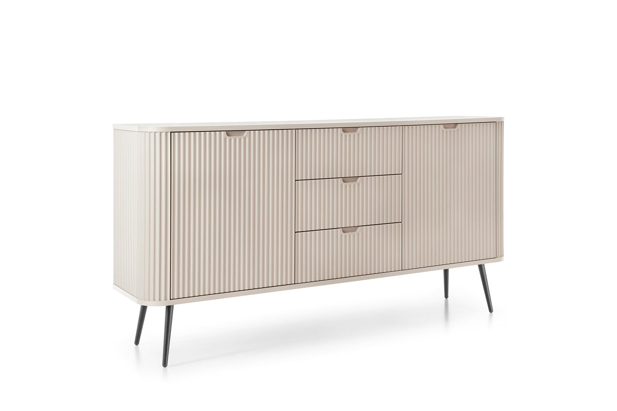 Storage cabinet ZOVA 02 CASHMEREProduct description Dimensions Width 103cm Height 129cm Depth 39cm Details Colour cashmere Material Laminated board 18mm / MDF-board 18mm Veneer ABS edges Legs Metal, in black (23cm) Warranty 24 monthsUncategorizedAnna Furn