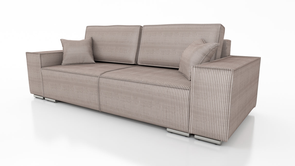 SOFA BED FIORD POSO 02 250cm / SPRINGS + FOAMSOFA DIMENSIONS: sleeping area 154/190 cm width 249 cm depth 94 cm height to the seat 40 cm side height 58 cm seat depth 79 cm (without cushions) seat depth 62 cm (with cushions)* dimensions given with a tolera