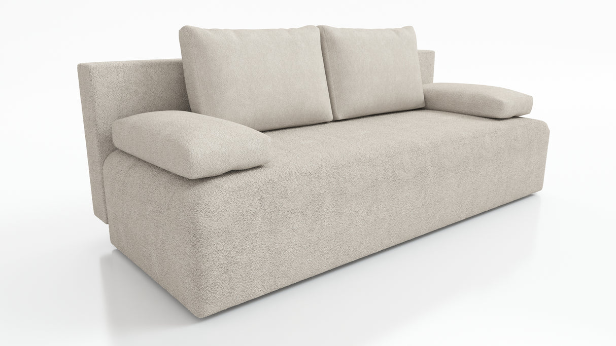 NEW!! SOFA BED ZOYA 201cm LAMBI 08Dimensions: sleeping area 137x201 cm width 201 cm depth 91 cm height to the seat 40 cm * dimensions given with a tolerance of +/- 3 cm Execution: • frame: pine wood + board chipboard, • unfolding system: AUTOMAT DL • seat