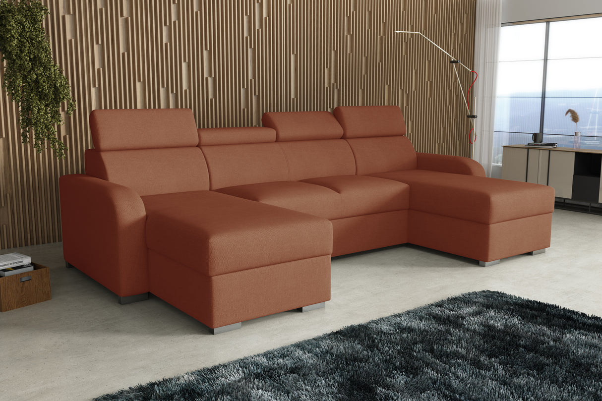 NEW! CORNER SOFA BED ASTEE U SHAPE EASY CLEAN FABRIC ADJUSTABLE HEADREST / SPRINGS + FOAMTHIS MODEL IS UNIVERSAL WHICH MEANS YOU CAN CHOOSE CORNER SIDE DURING ASSEMBLYProduct dimensions:- length: 306 cm- depth: 170 cm- seat depth: 60 cmADJUSTABLE HEADREST