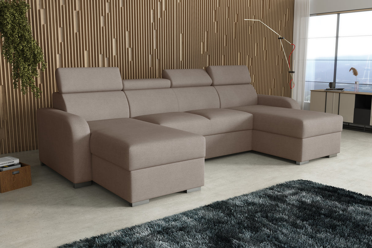 NEW! CORNER SOFA BED ASTEE U SHAPE EASY CLEAN FABRIC ADJUSTABLE HEADREST / SPRINGS + FOAMTHIS MODEL IS UNIVERSAL WHICH MEANS YOU CAN CHOOSE CORNER SIDE DURING ASSEMBLYProduct dimensions:- length: 306 cm- depth: 170 cm- seat depth: 60 cmADJUSTABLE HEADREST