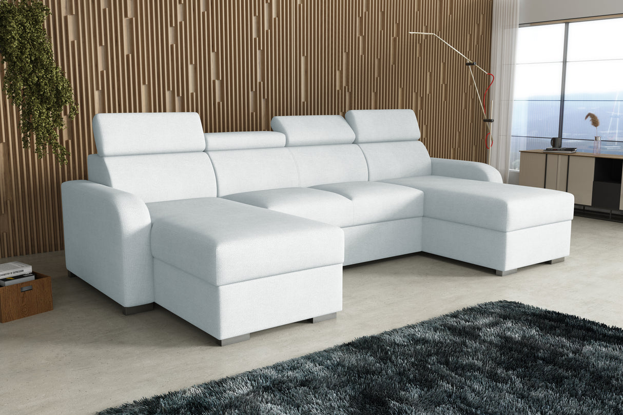NEW! CORNER SOFA BED ASTEE U SHAPE EASY CLEAN FABRIC ADJUSTABLE HEADREST / SPRINGS + FOAMTHIS MODEL IS UNIVERSAL WHICH MEANS YOU CAN CHOOSE CORNER SIDE DURING ASSEMBLYProduct dimensions:- length: 306 cm- depth: 170 cm- seat depth: 60 cmADJUSTABLE HEADREST