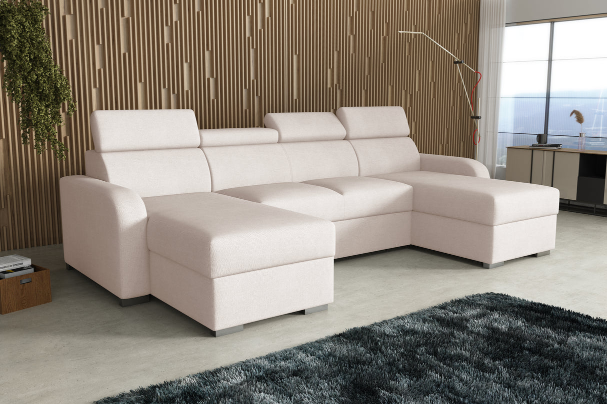 NEW! CORNER SOFA BED ASTEE U SHAPE EASY CLEAN FABRIC ADJUSTABLE HEADREST / SPRINGS + FOAMTHIS MODEL IS UNIVERSAL WHICH MEANS YOU CAN CHOOSE CORNER SIDE DURING ASSEMBLYProduct dimensions:- length: 306 cm- depth: 170 cm- seat depth: 60 cmADJUSTABLE HEADREST