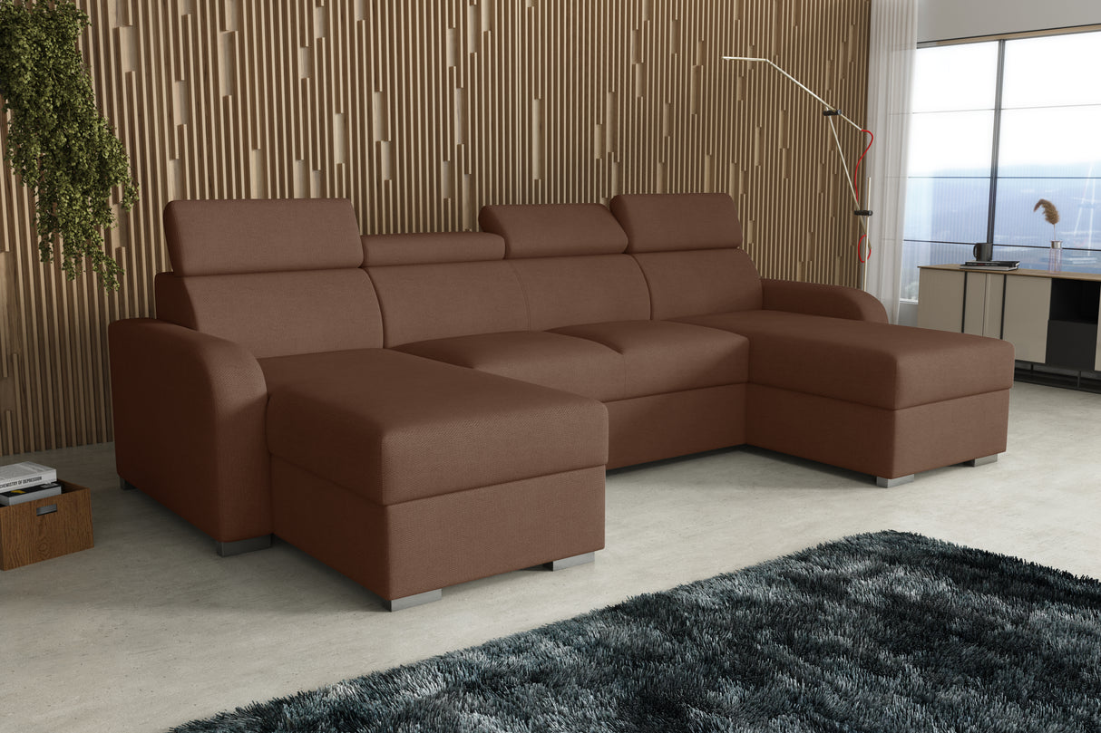 NEW! CORNER SOFA BED ASTEE U SHAPE EASY CLEAN FABRIC ADJUSTABLE HEADREST / SPRINGS + FOAMTHIS MODEL IS UNIVERSAL WHICH MEANS YOU CAN CHOOSE CORNER SIDE DURING ASSEMBLYProduct dimensions:- length: 306 cm- depth: 170 cm- seat depth: 60 cmADJUSTABLE HEADREST