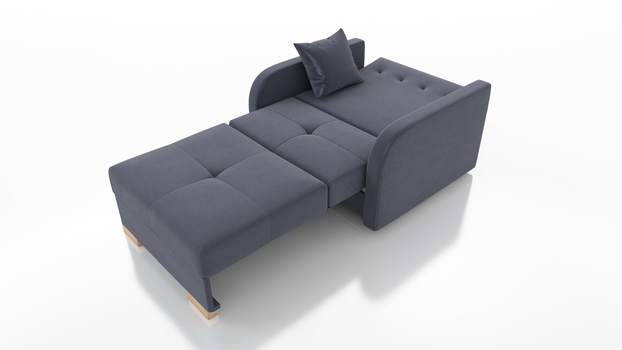 SINGLE SOFA BED OLA I 103cm CHOICE OF COLOR / FOAMDimensions :HEIGHT 85CMDEEPTH 95CMWIDHT 103CMSLEEPING AREA 80X195 cm(no possibility to change dimensions) +/- 3The sofa is made of a wooden frame, the sleeping surface is made of PUR T30 / 42 foam. The sof