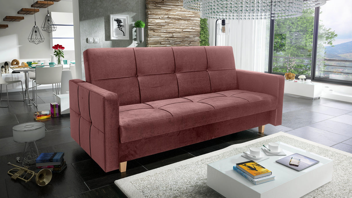 SOFA BED COSMO 210cm / SPRINGS + FOAM CHOICE OF COLOR EASY CLEAN FABRIC
