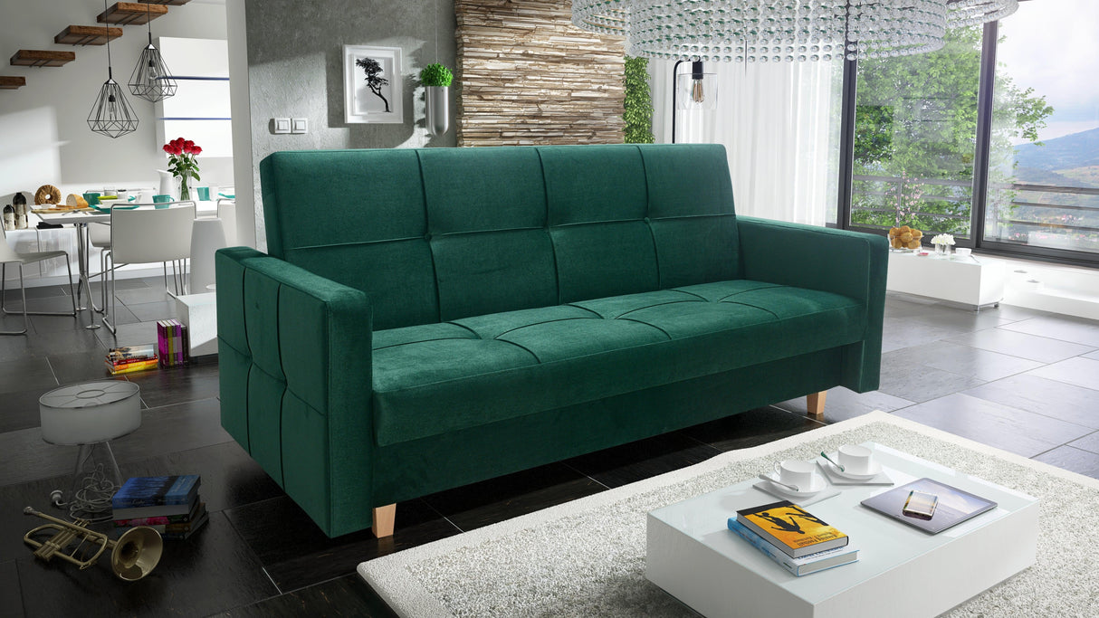 SOFA BED COSMO 210cm / SPRINGS + FOAM CHOICE OF COLOR EASY CLEAN FABRIC