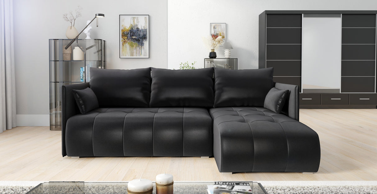 CORNER SOFA BED NESS 214CM / SPRINGS + FOAM / CHOICE OF COLORDimensions: sleeping area 140/206 width 214 cm depth 152 cm height to the seat 40 cm* dimensions given with a tolerance of +/- 3 cmSpecification:- universal, free-standing corner sofa- wave spri