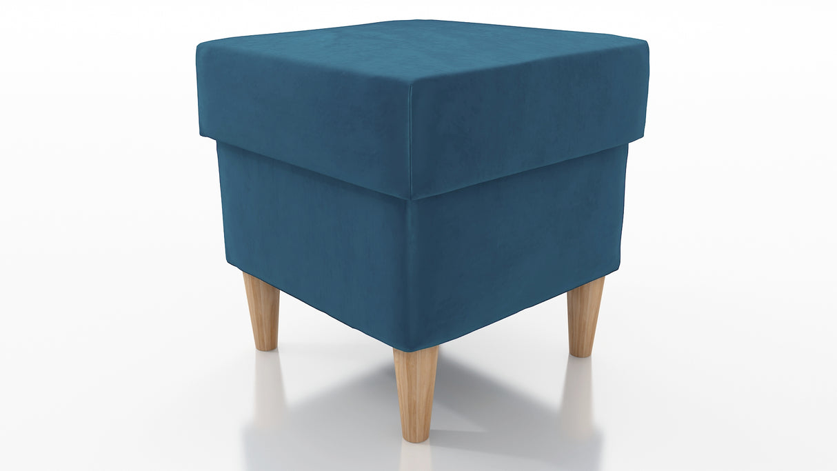 STOOL OSLO WITH STORAGE 40X40CM WOODEN LEGS EASY CLEAN FABRIC CHOICE OF 6 COLORSPouf dimensions: width 40 cm height 43 cm depth 40 cm height of the legs 13 cmPouf opened with a container.Anna Furniture