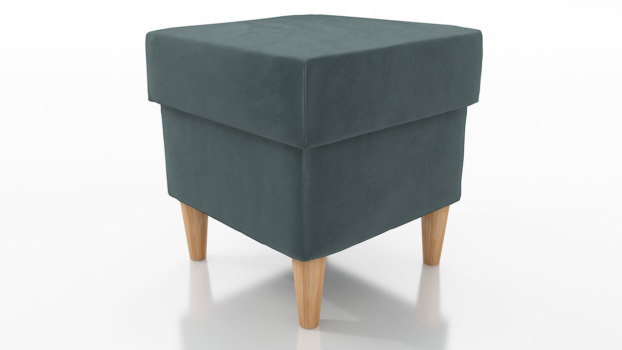 STOOL OSLO WITH STORAGE 40X40CM WOODEN LEGS EASY CLEAN FABRIC CHOICE OF 6 COLORSPouf dimensions: width 40 cm height 43 cm depth 40 cm height of the legs 13 cmPouf opened with a container.Anna Furniture