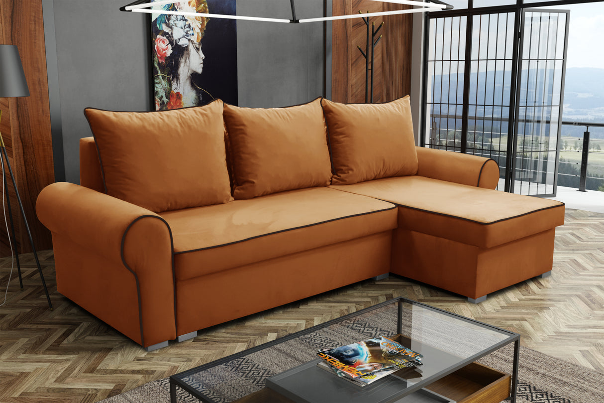 UNIVERSAL CORNER SOFA BED LORD 244cm 2X STORAGE SPACE CHOICE OF COLORS / FOAMTHIS MODEL IS UNIVERSAL WHICH MEANS YOU CAN CHOOSE CORNER SIDE DURING ASSEMBLY3x PILLOWS INCLUDED2X STORAGE SPACEMADE IN MANILA FABRIC CLICK HERE2X STORAGE SPACEManila are charac